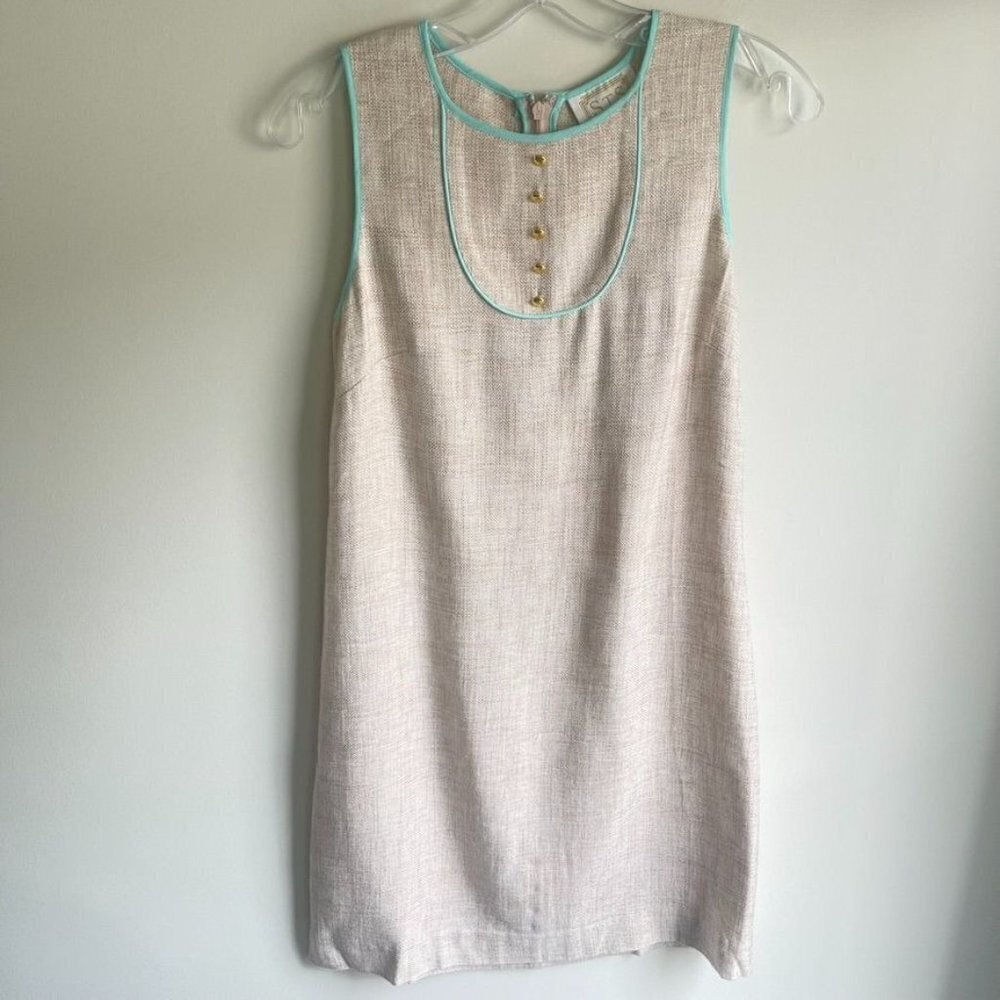Sail to Sable STS Size XS Sand Blue Resort Woven Metallic Shift Dress